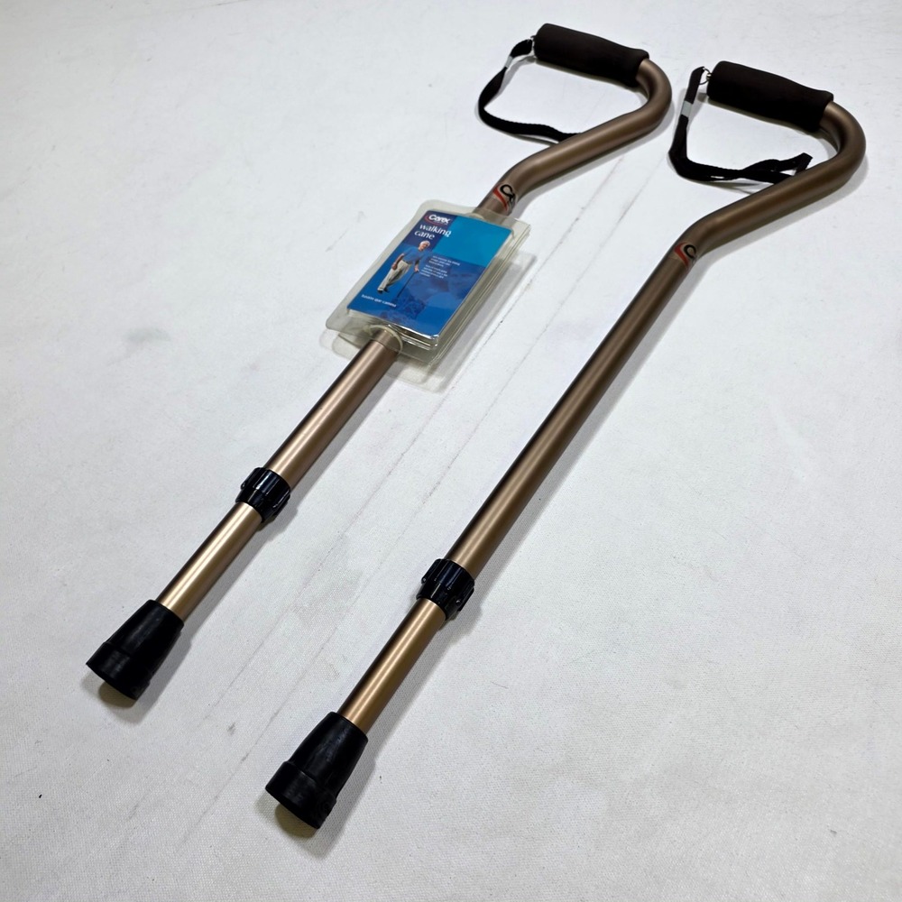 Carex Walking Cane Bronze 2 Pack Adjustable Offset Foam Grip Mobility